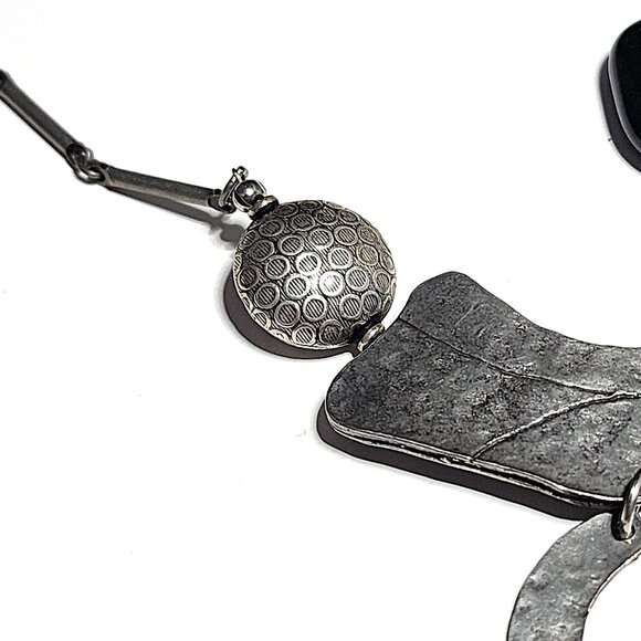 Sylvie Germain black & pewter Modernist necklace - Picture 4 of 9